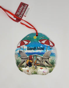 KI Beach Chairs Sanddollar Ornament