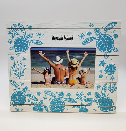 KI Turtles Teal Horz Wood Frame