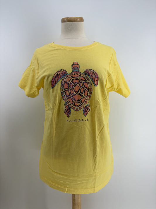 KI Ladies Vint Tee - Mixed Media Sea Turtle - Butter
