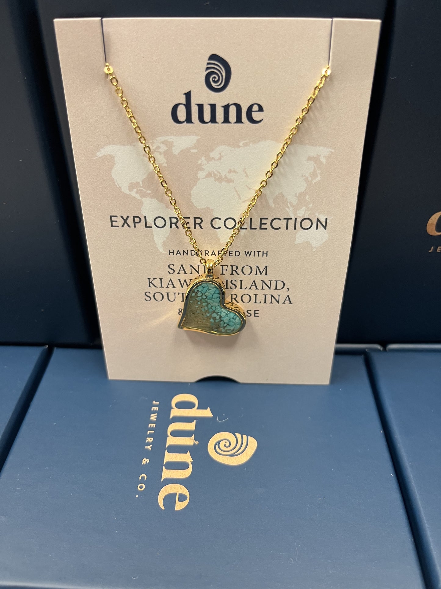 Heart Necklace Gold Turq Gradient