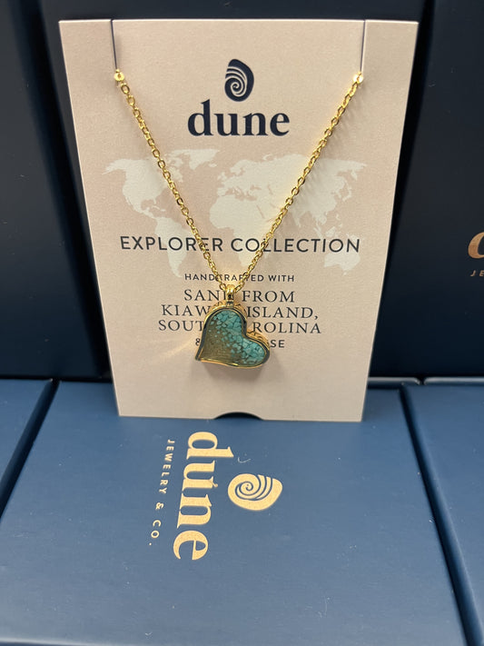 Heart Necklace Gold Turq Gradient
