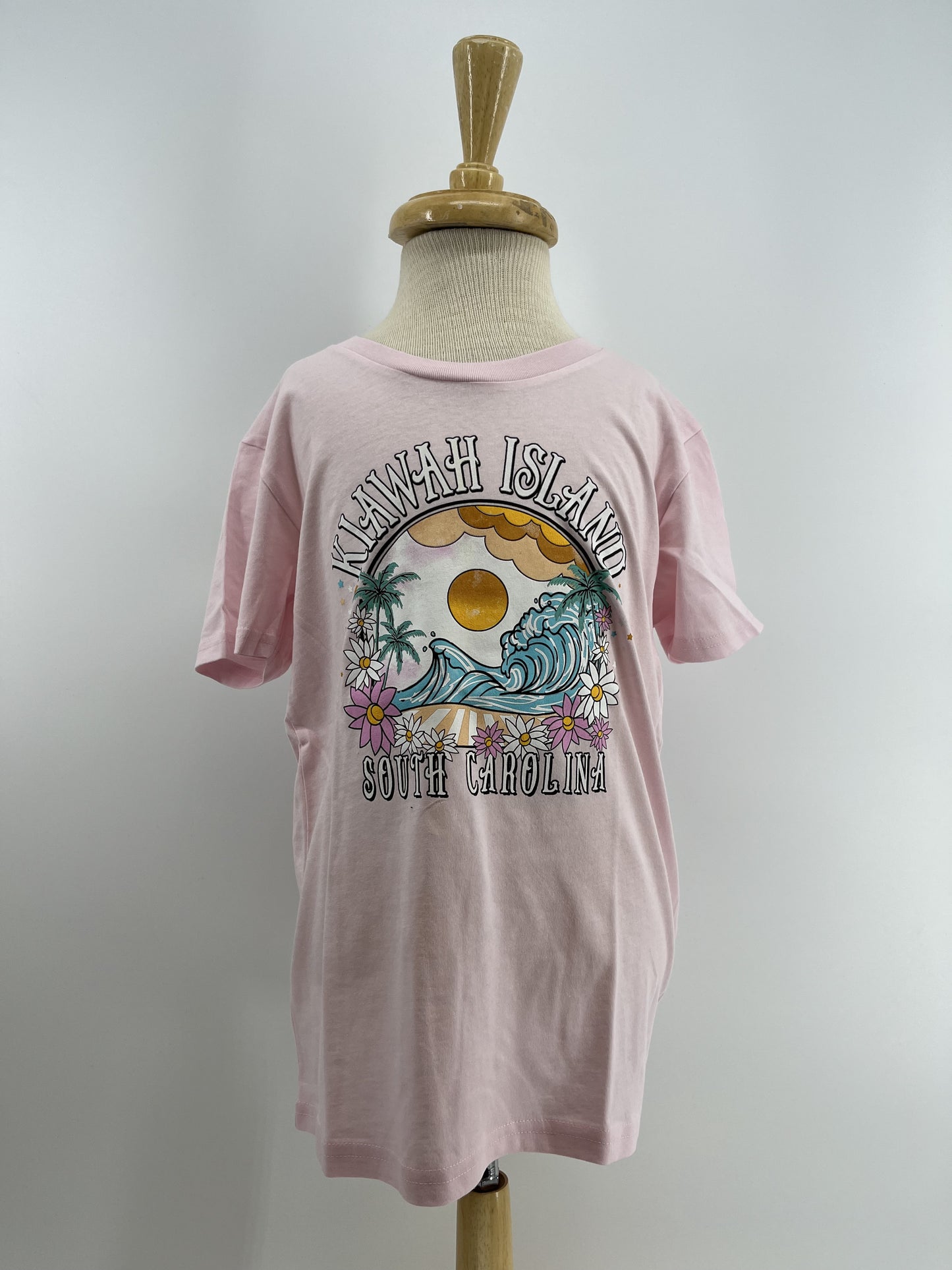 KI Yth Tee - Pastel Wave Palm w/ Stars - Pink