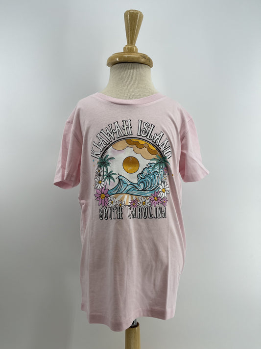 KI Yth Tee - Pastel Wave Palm w/ Stars - Pink