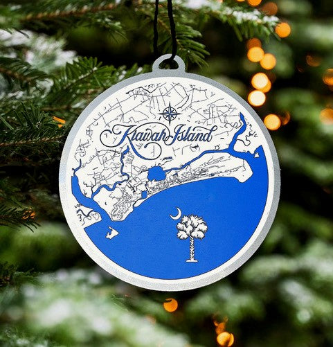 KI Metal Ornament - Papier Blanc / Royal
