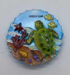 SI Turtle Jeweled Round Magnet