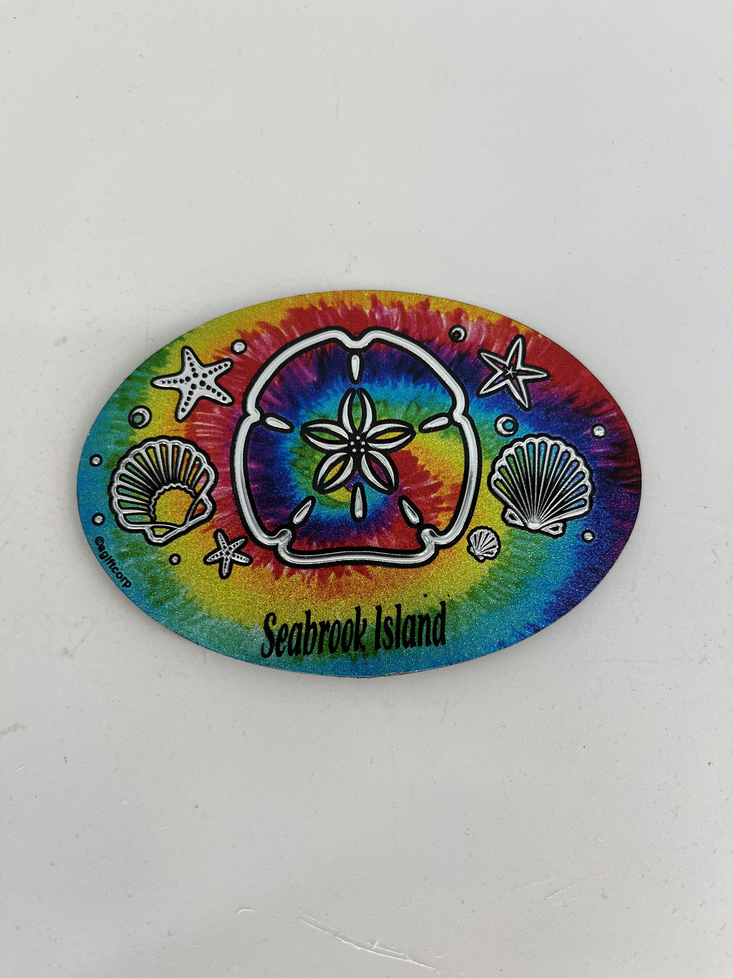 SI Sand Dollar Tie Dye Oval Foil Magnet