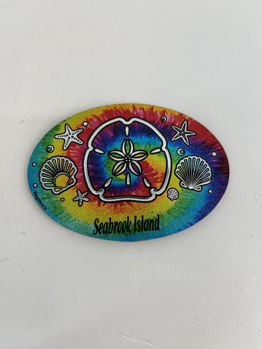 SI Sand Dollar Tie Dye Oval Foil Magnet