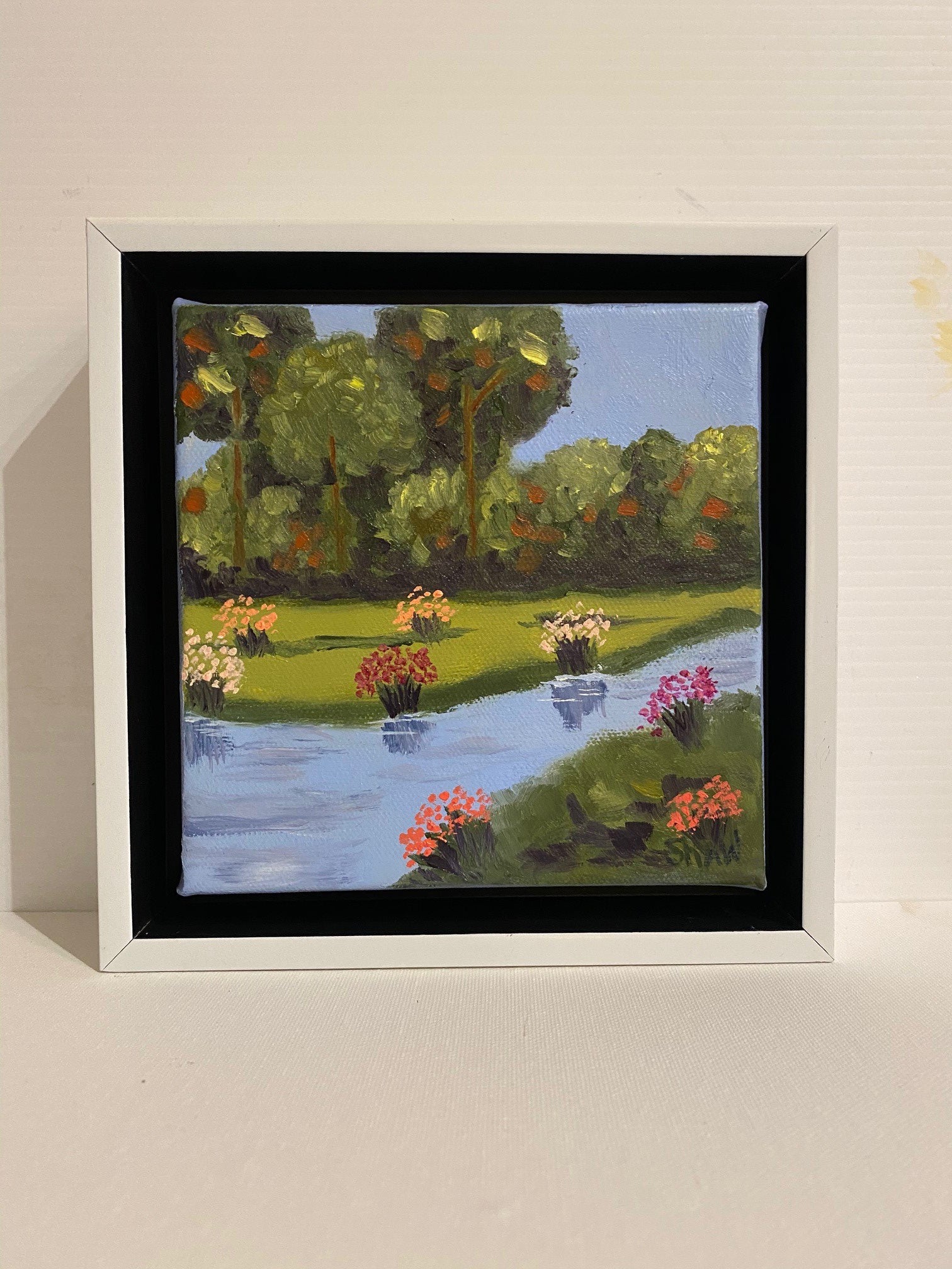 "River Flowers" Oil on Canvas 6x6