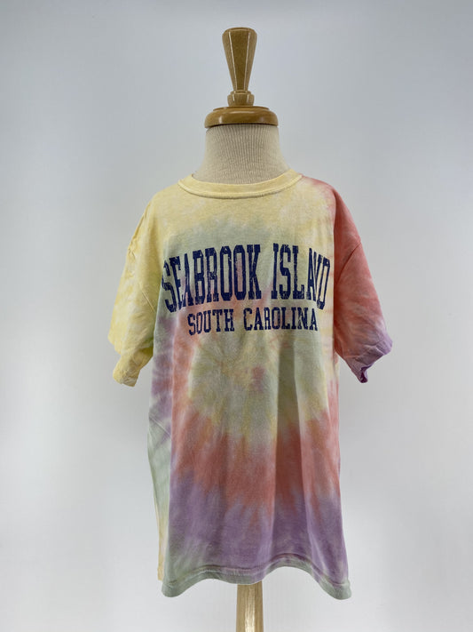 SI Youth Tie Dye SS Tee - College Block - Rainbow