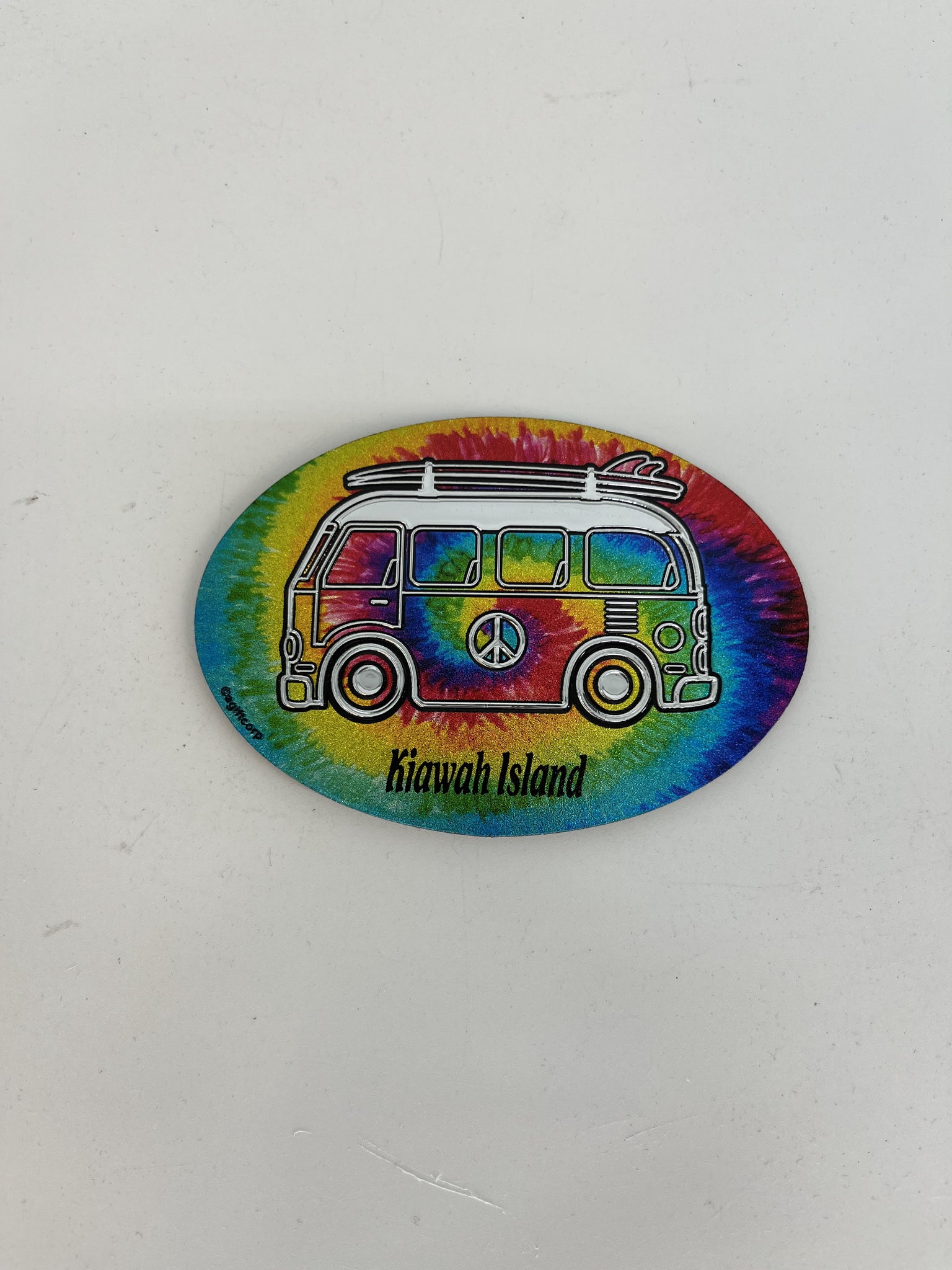 KI Surf Bus Tie Dye Oval Foil Magnet