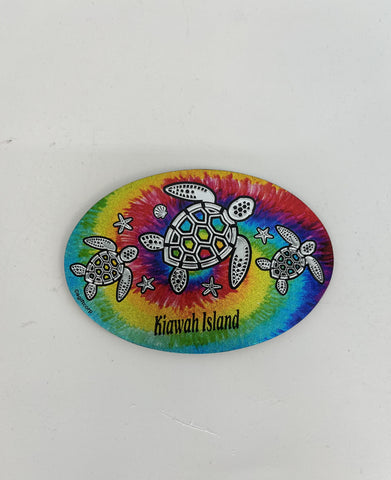 KI Turtle Tie Dye Oval Foil Magnet