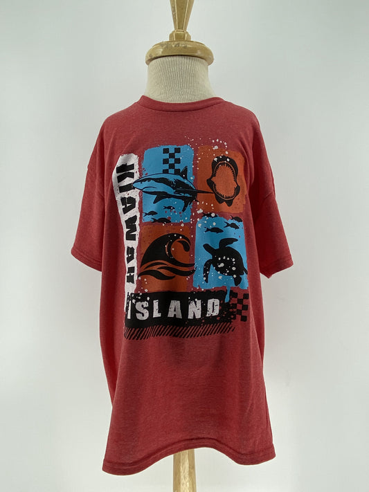 KI Youth Tee - Flo Squares Coastal- Scarlett