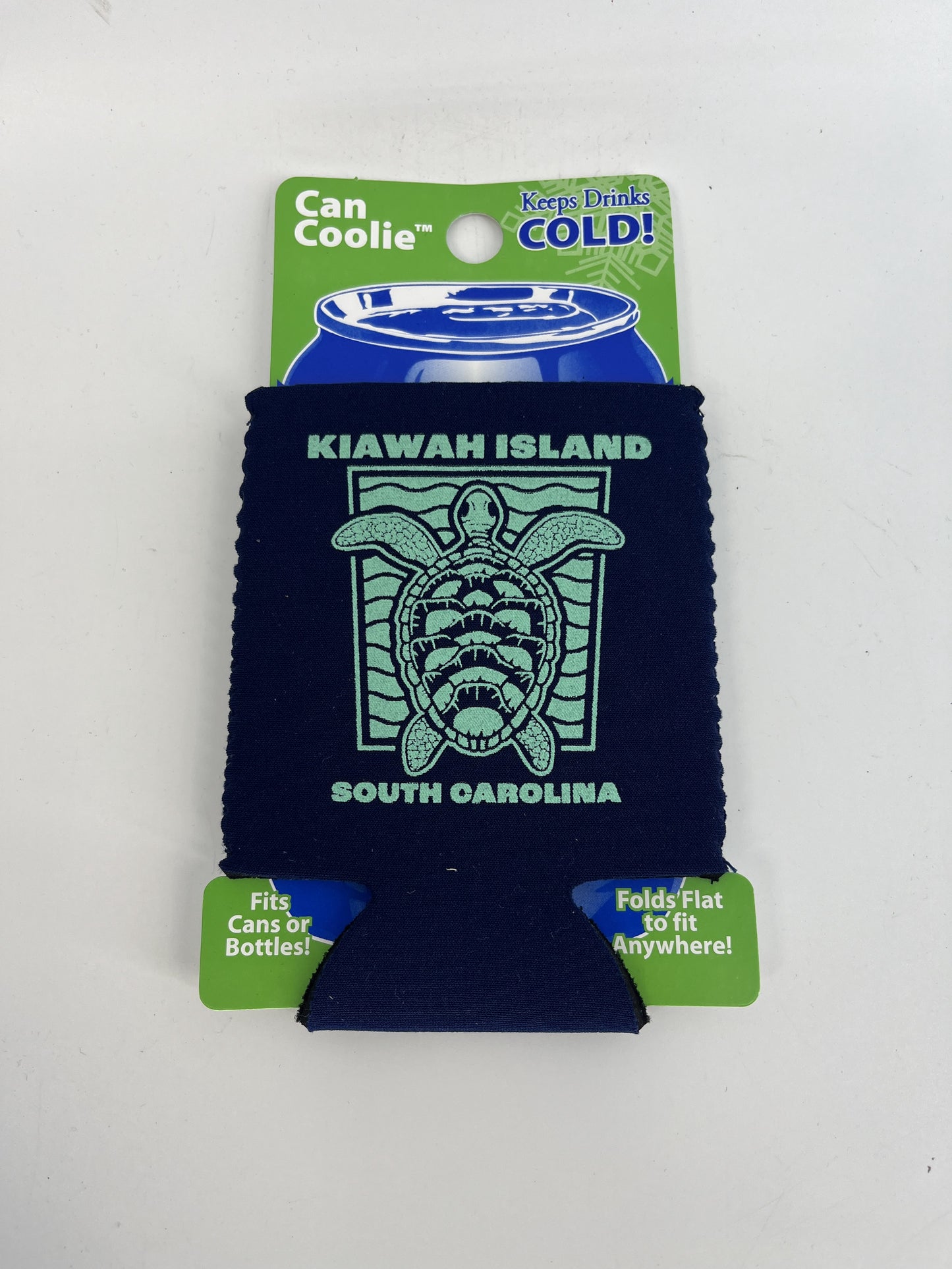 KI Green Waves Turtle - Navy Can Cooler