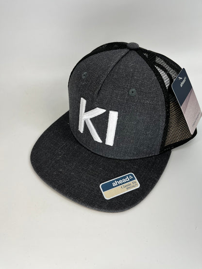 KI Text Hthr Mesh Back Snap Hat